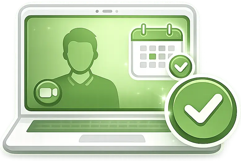 Video call with a notary verifying identity during the signing