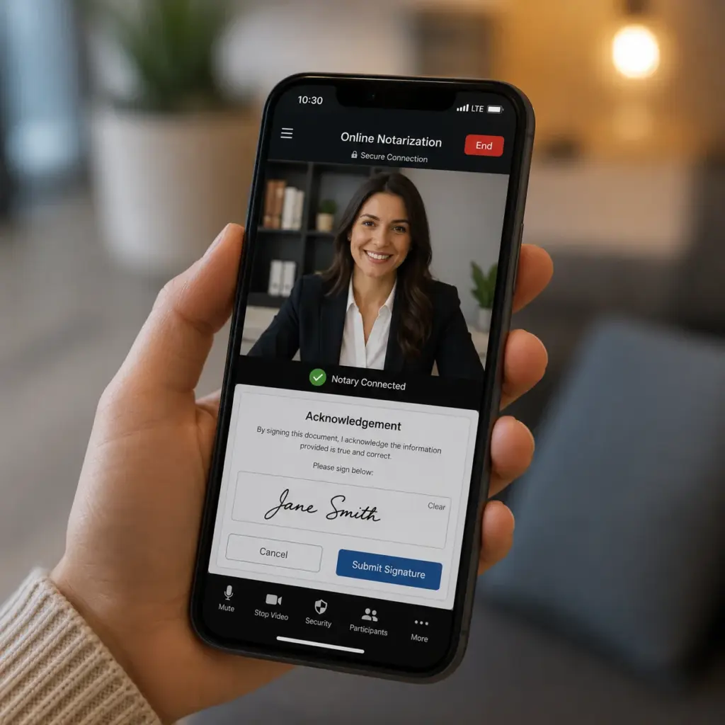 Virtual notary process for secure legal signing