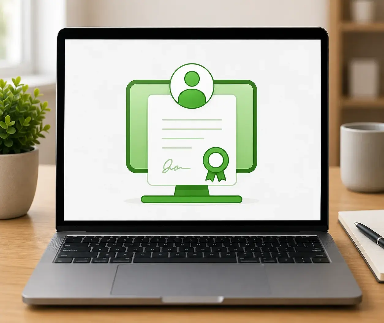 Client with photo ID and documents ready for an online notarization