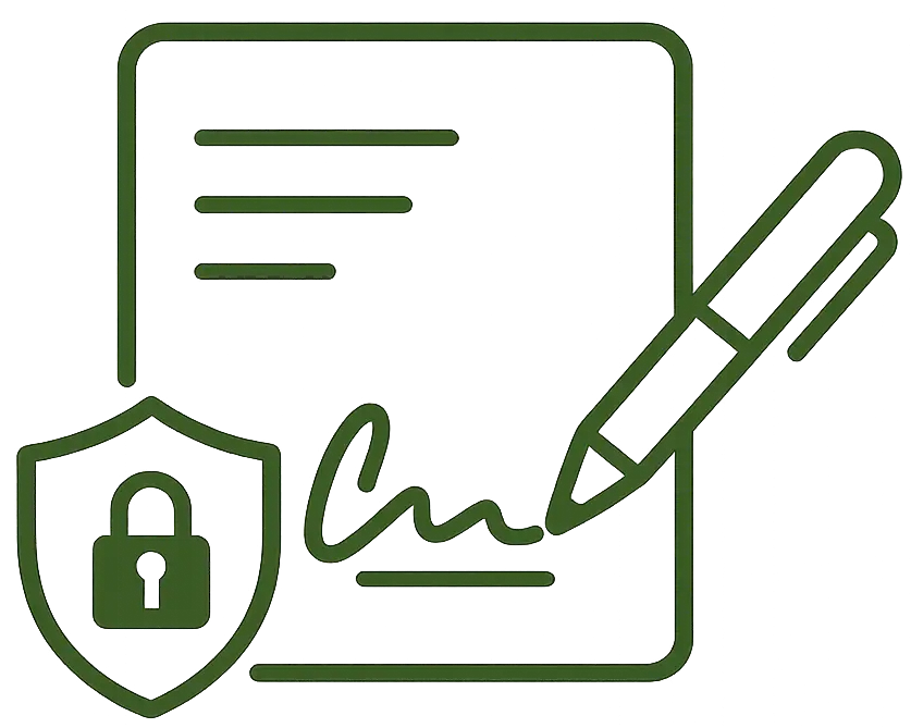 Professional notary public reviewing legal documents online